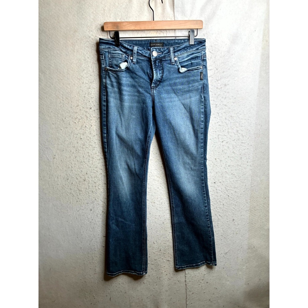 Silver Jeans Co Elyse Slim Boot Womens 27x31 Blue Denim Mid Rise Stretch 9560